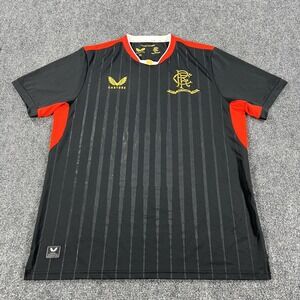 Rangers FC Shirt Mens XL Black Red Soccer Football Castore 150 Year Peter McNeil